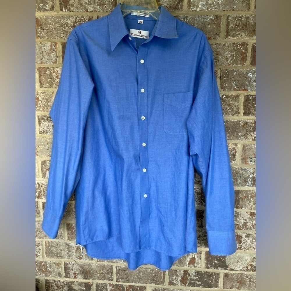 Etienne Aigner Blue Dress Button Down 16.5 34/35